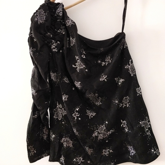 Rebecca Taylor One Shoulder Glitter Top size 6 - Picture 6 of 8